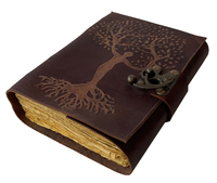Arbre de vie mère de déesse livre de sort Vintage en cuir véritable Journal Grimoire Antique cahier à la main Deckle Art papier
