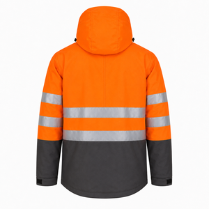Veste de sécurité réfléchissante haute visibilité orange graphite résistante à l'eau avec capuche pour adulte, vêtements de travail, vente en gros personnalisée, OEM ODM, usine - Product Image 2