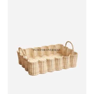 Unique Fancy Designer Eleganr Look Premium Quality Rattan Made Frutas y dulces Bandeja para servir Hogar y mesa de hotel Centro de mesa - Product Image 1