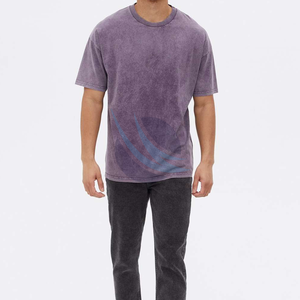 T-shirts pour hommes formels à col rond, coupe ample, séchage rapide, 100% coton, lavage à l'acide, de haute qualité, OEM - Product Image 2