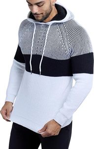Colección Otoño Invierno 2024, jerséis con Capucha de punto informales a la moda para hombre, prendas de punto 3D cálidas de colores sólidos de manga larga transpirables - Product Image 2