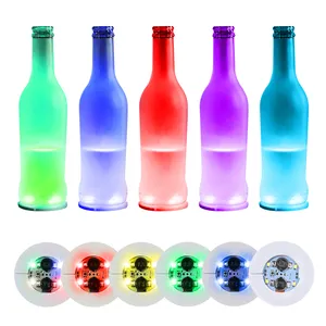 लाइट अप कोस्टर सजावट रंग बदलने वाले एलईडी कोस्टर टकीला बोतल सजावट कॉकटेल सहायक उपकरण चमकती बोतल रोशनी