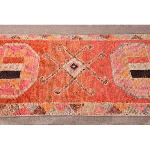 Tapis vintage 2,8 x 8,3 pieds, tapis turc, tapis oriental orange rose - Product Image 4