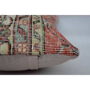 Coussin en laine beige de 12x20 pouces Coussin de style Kantha avec patchwork de Paisley brodé vintage Portable pour l'utilisation du sol de la literie - Product Image 4