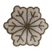 Glowin fashion-Dessous de verre pour thé perlé, élégant motif de fleurs blanches et dorées, pour la décoration de table, nouvelle collection