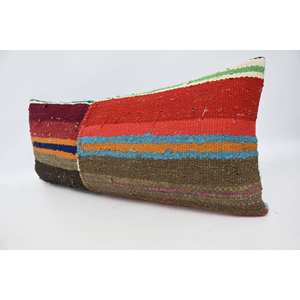 Traditional Style Luxury Wool Pillow 16x36 Inch <b>Red</b> Striped Floral Vintage Pattern Woven Decorative Accent Cushion for <b>Bedding</b> - Product Image 4
