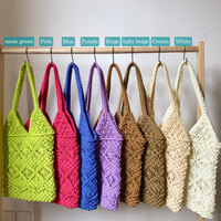 Sacs à main Lady Macramé en multicolore Bohème tissé Beach Tote Bag Style Handmade