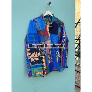 Chaqueta acolchada de algodón Unisex hecha a mano India transpirable Reversible ligero cálido capas todas las estaciones diseño de retazos - Product Image 3