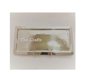 Plateau de service en acier inoxydable au design fabuleux, martelé, avec poignées en forme de feuille noire, passe au lave-vaisselle, sans danger pour les aliments, de haute qualité, de luxe - Product Image 4