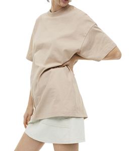 เสื้อยืดคอกลมคอกลมสีพื้นทำจากผ้าฝ้าย100% สำหรับผู้หญิงเสื้อยืดคอกลมสำหรับฤดูร้อนสั่งตัดสีอ่อนเบจสำหรับผู้หญิง - Product Image 6