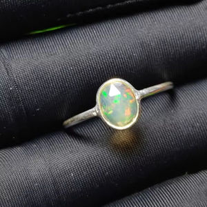 แหวนกรอบดี1.15กรัมโอปอลเอธิโอเปียนหลังแบนอัญมณี925เงินสเตอร์ลิงสำหรับวันครบรอบหรือของขวัญ - Product Image 5