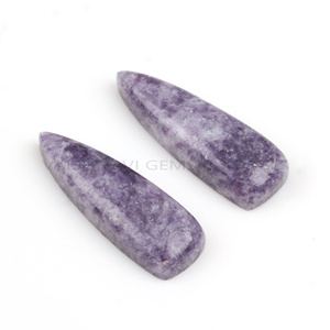 Alta calidad 10x30mm parte posterior plana calibrado cabujón largo trillón corte Natural púrpura lepidolita cuarzo joyería suministro - Product Image 1