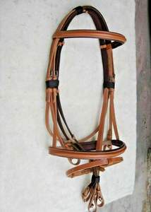Qualité supérieure Vache Rembourrage Souple En Cuir Véritable Snaffle Bridle Fine Cristal Chaîne Durable Produits D'équitation Prix De Gros-Cheval - Product Image 4