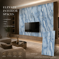 Panneau mural en PVC brillant MORLENX Blue Onyx UV Marble Sheet, panneau décoratif de luxe pour hôtel, salon, intérieur