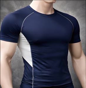 T-shirt de compression sculptant pour homme, en coton doux et élasthanne, extensible, respirant, performance, gym - Product Image 4