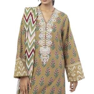 Traje de Tres Piezas Shalwar Kameez con Jacquard para Mujer, Ropa Étnica de Diseñador, Conjunto de Vestido Formal con Dupatta de Organza y Pantalón - Product Image 4