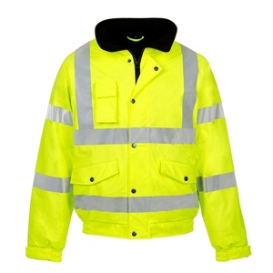 Chaqueta bomber reflectante de alta visibilidad verde con cremallera y forro polar. - Product Image 1