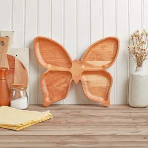 Solid Acacia Wood <b>Butterfly</b> Shaped Serving Platter Tray <b>Wooden</b> Serving Tray - Product Image 5