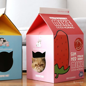 บ้านแมวทำจากกระดาษแข็งลายทาโกะยากิบ้านนมที่สนุกและมีสไตล์ที่พักพิงสัตว์เลี้ยงสำหรับทุกฤดูกาล - Product Image 6