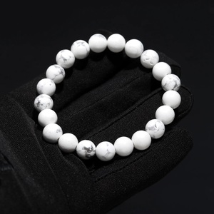 สร้อยข้อมือ howlite ทำด้วยมือสีขาวสไตล์วินเทจคริสตัลรักษาลูกปัดอัญมณีเครื่องประดับส่วนบุคคลสำหรับของขวัญหมั้นงานแต่งงาน - Product Image 2