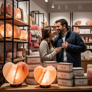 Eco-Friendly Pink Heart-Shaped Himalayan Salt Lamp Set Organic Carved Electric Cord Bulb Best Quality Home Decoration Gift for - Product Image 1