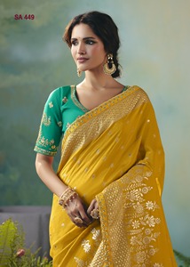 Elegante Sari de Seda Dola para Novia con Bordado Zari, el Más Moderno y de Alta Demanda, el Sari Más Exportado - Product Image 2