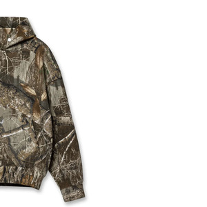 เสื้อฮู้ดฟลีซลายพรางพิมพ์ลายทั้งตัว ปักโลโก้ แต่งขอบขาด ทรงครอป ลายต้นไม้ สำหรับฤดูหนาว ปรับแต่งได้ - Product Image 3