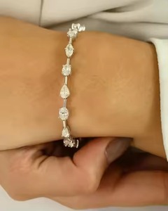 Pulsera de formas mixtas de diamantes naturales de oro blanco sólido de 18 quilates, joyería fina elegante de tenis, regalo para ella - Product Image 5