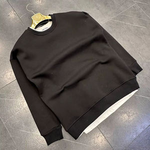 Sudadera informal sólida con cuello redondo para hombre, manga larga, antiarrugas, algodón antiretráctil, parte superior polar, lavado con ácido, Otoño, teñido liso - Product Image 1