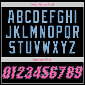 Camiseta de béisbol de moda de bandera americana auténtica Rosa Negra-azul claro personalizada - Product Image 4