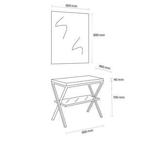 Mobile bagno da terra Koricini Manchester 60 cm con supporto in metallo, piano in rovere naturale e specchio LED - Product Image 4