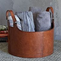 Panier décoratif en cuir de couleur unie avec poignée - Écologique, fait main, multifonctionnel pour la Saint-Valentin, la fête des mères, les mariages