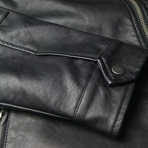 Nueva llegada 2026 chaqueta de cuero de alta calidad para hombres transpirable mejor diseño a prueba de viento chaqueta de cuero para hombres Color negro sólido - Product Image 5