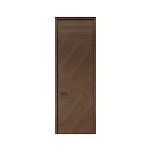 American Black Walnut Dark Color Modern Interior Design Bedroom Solid Wooden Door PH008