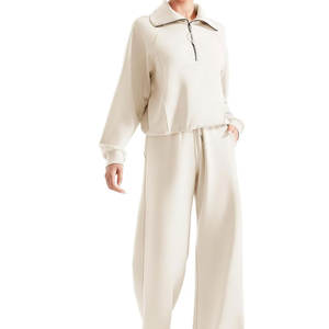 2025 best-seller femmes solide haut court survêtements ensemble respirant décontracté tricot tissu lavé techniques hiver - Product Image 3