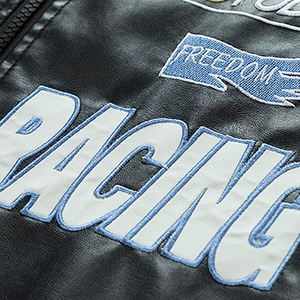 2024 derniers modèles personnalisés broderie Logo PU cuir hommes veste décontracté mode Street Style cuir Baseball veste pour hommes - Product Image 5