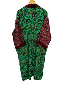 เสื้อคลุมเจ้าสาวน้ำหนักเบาชุดคลุมผ้าไหมสำหรับผู้หญิงชุดนอนเสื้อคลุมยาวพิมพ์ลายดอกไม้อินเดียชุดกิโมโนผ้าไหมส่าหรีรีไซเคิลวินเทจ - Product Image 6