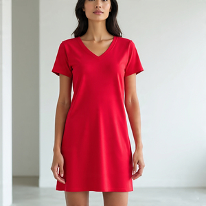 Camiseta de gran tamaño OEM para mujer, ropa deportiva informal de manga corta con cuello en V y hombros caídos para verano - Product Image 2