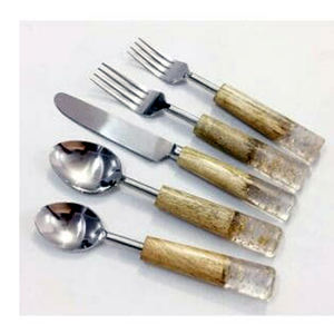 Vente en gros de couverts vintage en acier inoxydable à manche antique de luxe couverts de banquet ensemble en argent et or pour mariage - Product Image 4