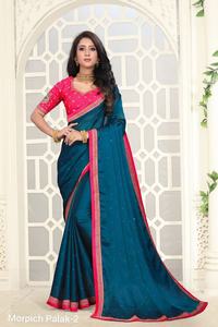 Kanchipuram Saree en soie Tenue de soirée Mariage indien Dernier créateur Banarasi Sari en coton et soie avec chemisier Vêtements pour dames Grossiste Apparelgarment - Product Image 3