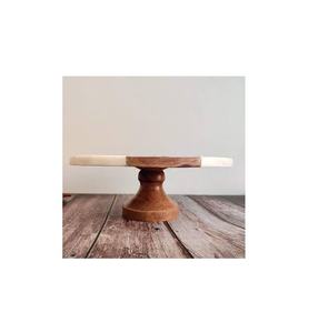 Plateau de nourriture en pierre de marbre naturel avec base en bois pour servir des gâteaux dans les outils de gâteau de maison, d'hôtel ou de restaurant - Product Image 1