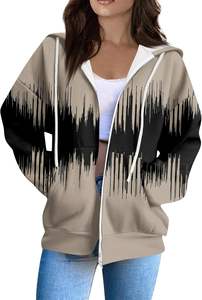 Sweat à capuche zippé surdimensionné pour homme Streetwear personnalisé avec poche kangourou 100% coton vêtements d'hiver pour l'hiver Streetstyle - Product Image 3