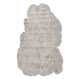 Tapis Infini abstrait en laine et viscose tufté à la main, gris et noir, Tra-15069, pour adolescents, pour l'entrée, le couloir ou le salon - Product Image 1