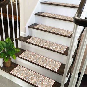 Alfombra Estampada: Alfombra para Escaleras, Alfombras con Diseño de Flores, Alfombras Boho, Alfombra con Diseño Kilim, Goblen - Product Image 1