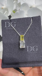 Collar Solitario de Diamante Amarillo Esmeralda Cultivado en Laboratorio, Colgante de Plata 925, Corte Marquesa, 3.00ct, VVS-VS, Certificado IGI, para Mujer, Ideal para Fiestas - Product Image 6