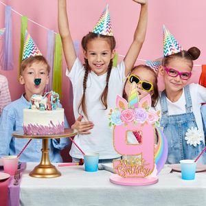 Décoration de table en bois numéro 3/6/<span class=keywords><strong>9</strong></span> pour <span class=keywords><strong>anniversaire</strong></span> de <span class=keywords><strong>fille</strong></span>, thème licorne, fournitures de fête licorne - Product Image 6
