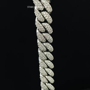 Pulsera cubana de Plata de Ley 925 de 10 MM de ancho Unisex VVS Moissanite Diamond. - Product Image 4