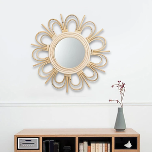 Natural Rattan Flower <b>Wall</b> <b>Mirror</b> - Rustic and Minimalist Home Decoration for Living Spaces <b>Hanging</b> <b>Mirror</b> <b>Wall</b> Decor - Product Image 6