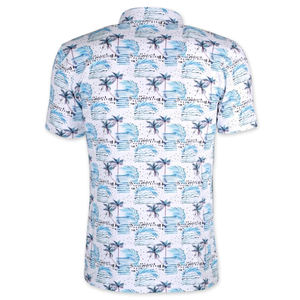 Polo personnalisé à sublimation pour hommes, imprimé multicolore, col structuré, chemise de golf souple et extensible en polyester et élasthanne - Product Image 3
