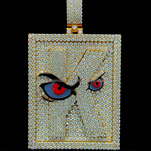 ใหม่อินเทรนด์ unisex จี้เงิน925วินเทจ Moissanite ชุบทองสี่เหลี่ยมเครื่องประดับตาแดงตุรกี - Product Image 1